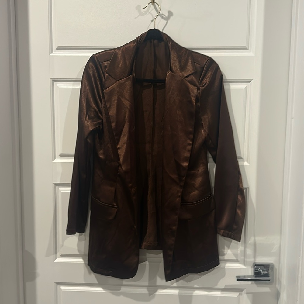 Thin silk chocolates brown boyfriend blazer